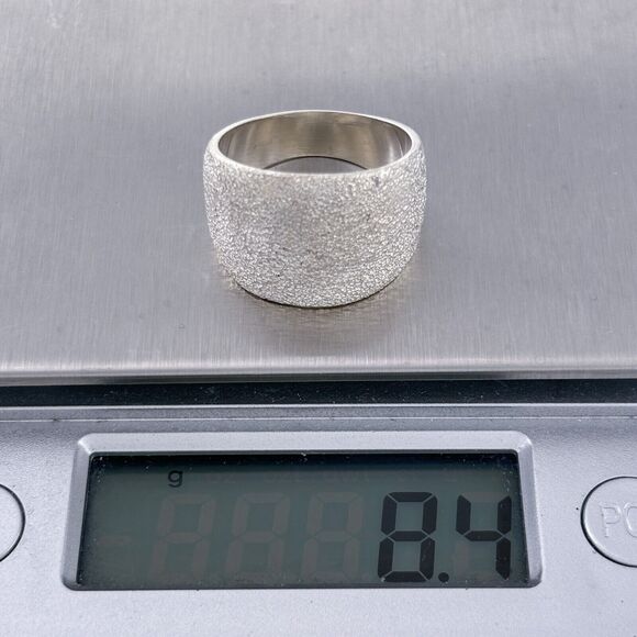 Vintage Sterling Silver 925 Textured Thick Band Cocktail Ring Size 8 - Picture 7 of 7